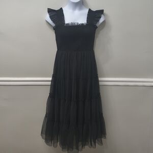 Baltic Born Emma Smocked Tulle Dress Black M Romantic Witchy Grunge Fairy Gothic